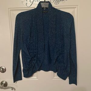 Anne Klein Blue pleated front cardigan / Size M / NWT / L-5